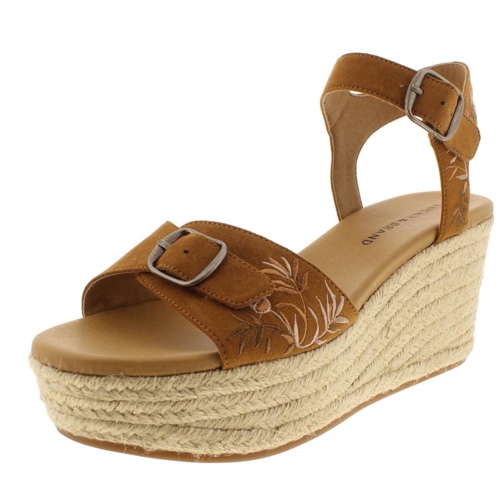 Lucky Brand Embroidered Naveah‎ 2 Wedge Sandals